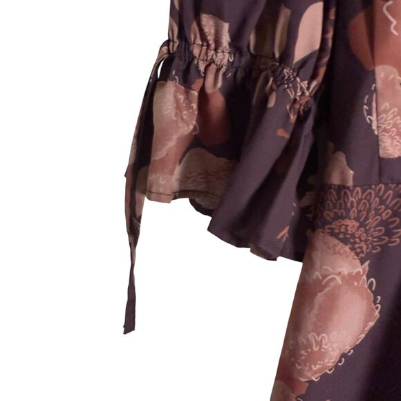 Slate & Willow Purple Floral Print Tiered Midi Wrap Dress Size XXL - Picture 7 of 14